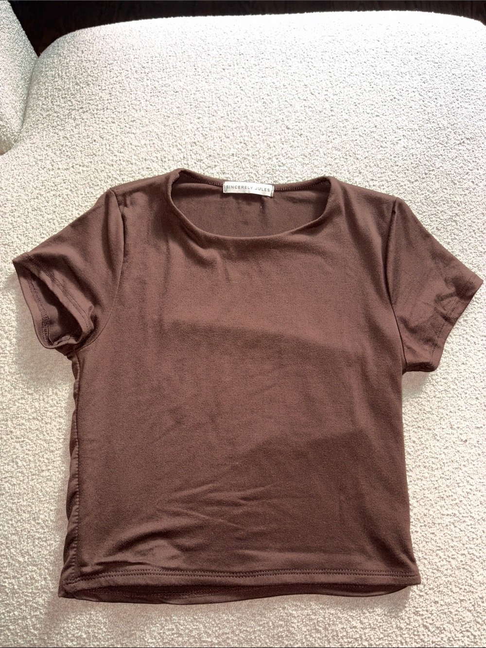 Sincerely Jules Chocolate Brown Short Sleeve Crewneck Tee